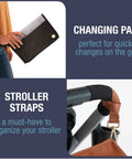Changing pad and stroller straps included in Diaper Bag Backpack With Changing Pad And Stroller Straps For On The Go Parents