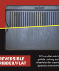 Preseasoned Cast Iron Griddle Reversible Flat And Ribbed Sides For Even Heat Distribution 14 By 16 Inch Cooking Surface