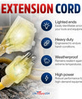 100Ft Outdoor Indoor Extension Cord 3 Outlet Heavy Duty 12 Gauge 3 Conductor SJTW Waterproof Flexible Cold Weather Power Cord 15A 125V 1875W Yellow For Home Garage DIY Jobs, yellow plug ends