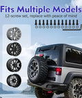 12 Pack Wheel Center Cap Screws With Adapter Tool For 1001 63 B 1001 63B 1001 63GB on a jeep with four wheel models.