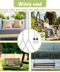 Overview of 7.75 Foot Heavy Duty Porch Swing Chain Kit With 304 Stainless Steel Construction And Zinc Plated Hanging Set For Patio Swings Benches Playgrounds And Porches 800 Lb Capacity 2 Pack installed on various outdoor swings.