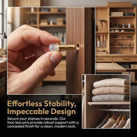 Brass Sliding Wardrobe Shelf Pegs With Rubber Sleeves Hidden Design For Cabinets And Bookshelves Heavy Duty