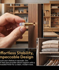 Hand inserting Brass Shelf Support Pins For Cabinets And Panels Concealed Flush Fit With Rubber Covers Minimalist Hidden Shelf Pins