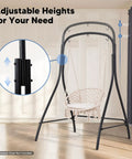 Beefy Heavy-Duty Steel Hammock Chair Stand With 400 Lbs Capacity shown indoors, adjustable height 73.2 to 77.2 inches, black.