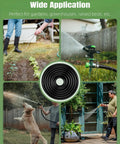 Half Inch Drip Irrigation Tubing Main Line 25 Ft Flexible PVC Garden System in use for lawn and garden watering.
