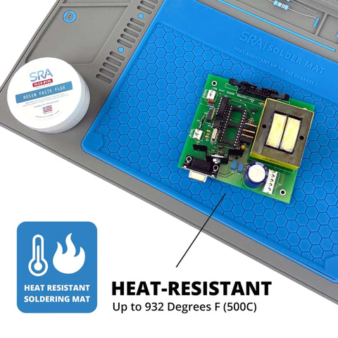 Removable Heat Resistant Silicone Soldering Mat With Magnetic Parts Tray, Hardware Grid And Electronic Project Organizers