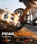 All Terrain Fat Tire Electric Bike For Adults With 2500W Peak Motor on rocky trail with powerful motor illustration
