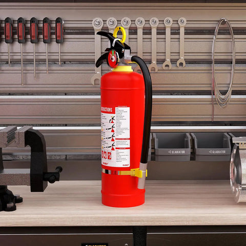 ABC Dry Chemical Fire Extinguisher 5 Lb For Home Office And Car 2-A:10-B:C Rated Quick Release Easy Grip Handle Model FF2KG