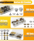 Heavy Duty Snap Button Press Kit With Carbon Steel Pliers Including 160 Leather Rivets 20 Magnetic Snaps And 40 Leather Snaps