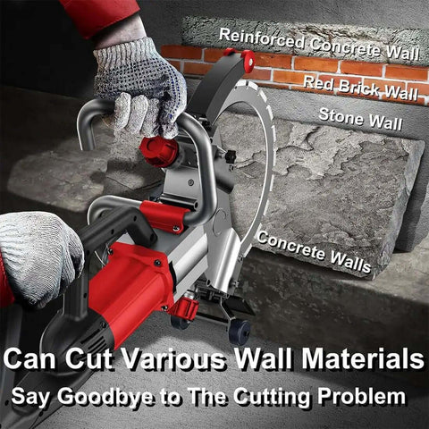 Heavy Duty Brushless Electric Concrete Saw And Wall Chaser Wet Saw 9500W Pro Grade cutting through stone and concrete walls.
