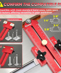 Thin Rip Jig Table Saw Guide For Repetitive Narrow Strip Cuts Fits 3/4 X 3/8 Inch Slots Pro Grade Heavy Duty shown in red anodized aluminum