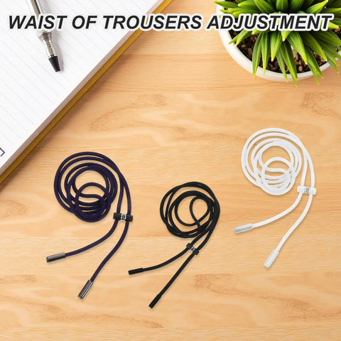 Awesome Adjustable Spring Stopper Drawstring Kit With Plastic Toggles, End Caps, And Threader Tool For Quick Hoodie Repair And Bag Cord Lock Replacement Fixing Pants Waistband Fit Like A Champ. drawstring cords on wood table