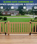 Sliding Gate Hardware Kit For Wood Gates 1.5 to 2 Inches Anti Sag Beefed Up With Galvanized Steel Track Frame And Reinforced Corner Braces For Stable, Deformation-Resistant Performance Easy Install on wood fence gate