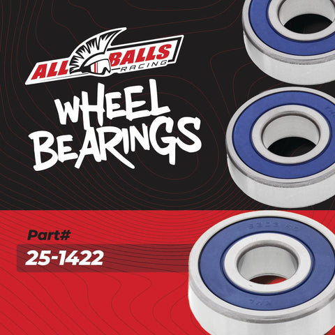 Rear Wheel Bearing Kit For Honda CRF150F 2003-2017, CRF230F 2003-2019, Yamaha TMAX XP500 2002-2011, XVS1100 V Star 1999-2001 Replacement Meets OEM Specs For Smooth, Reliable Wheel Spin. Part #25-1422 displayed with blue seals.