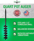 Beast Mode Garden Auger Drill Bit Extension For Planting 5 And 6 Inch Pots 28 Inch Length With Half Inch Hex Drive Heavy Duty