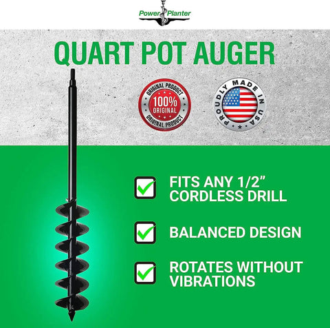 Beast Mode Garden Auger Drill Bit Extension For Planting 5 And 6 Inch Pots 28 Inch Length With Half Inch Hex Drive Heavy Duty
