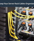 Vertical Cable Management Duct With Cover 0U 3ft Open Slot Finger Duct Wire Raceway For 19 Inch Server Rack in use