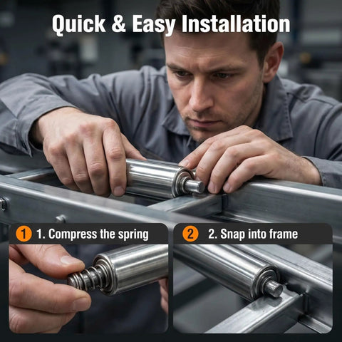 Stainless Steel Conveyor Rollers, 2 Inch Dia By 12 Inch Long, Heavy Duty Galvanized Gravity Transmission Reel Mower Attachment Parts, Quick installation guide.