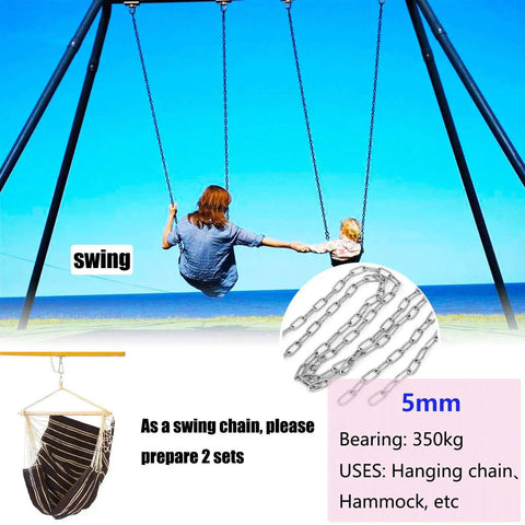 Heavy Duty 304 Stainless Steel Chain Rock Solid Rust Resistant Security Link For Dog Restraint Garden Guardrail Or Workshop Tether Built Like A Tank With 35 Kilogram Pull Rating, 5mm swing chain for hammock use.