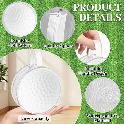 Set Of 12 Dope Golf Themed Cosmetic Bags For Coaches And Players Round Clear PVC Zipper Pouches Travel Toiletry Organizers with golf pattern