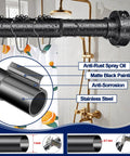 No Drill Tension Shower Curtain Rod 34 To 82 Inches, Non Slip And Rust Proof Stainless Steel, Easy Tool Free Install