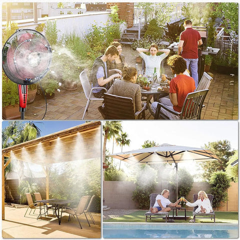 Outdoor Fan Misting Kit 35Ft For Patio And Deck Cooling, Double Loop Mist System at backyard BBQ and poolside gatherings