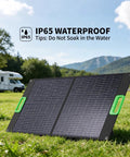 300W Portable Power Station With 100W Foldable Solar Panel For Off Grid Camping And Road Trips in grassy outdoor setting