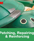 All-Weather Outdoor Duct Tape 1.88 in x 25 yd, 1 Roll, UV and Water Resistant in use on a green plastic outdoor toy.