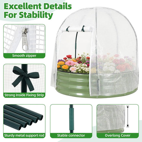 Galvanized Raised Garden Bed With Cover For Outdoors 4x4x1 Ft Metal Planter Box With PE Winter Cover And Mesh Summer Cover