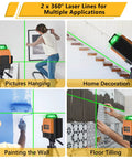 Self Leveling Alignment Laser Level For Construction With 8 Laser Lines And 360 Degree Horizontal And Vertical Beams, in use for various home applications