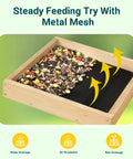 Eco Friendly Wood Hanging Bird Feeder Tray For Outdoors All Weather Durable Garden Wildlife Feeding Station with metal mesh