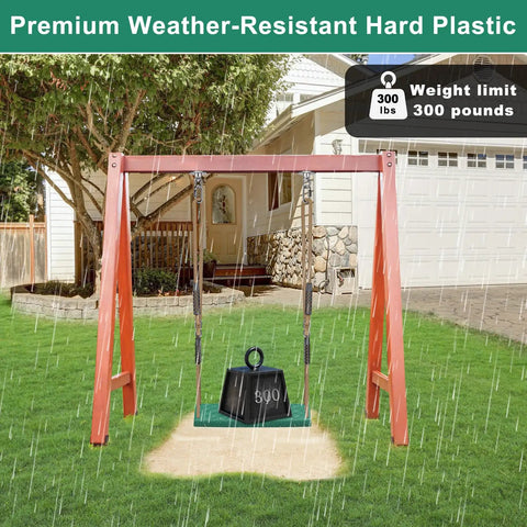 Heavy Duty Swing Seat With Adjustable Rope For Tree Swing, 300 Lb Capacity, Non Slip Plastic Swing Chair in rain outdoors
