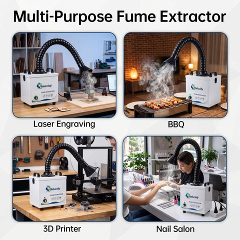 Pro Grade Soldering Fume Extractor With 3-Stage Filtration, H13 HEPA, used for laser engraving, BBQ, 3D printing, nail salon