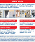 Heavy Duty Drywall Anchor Kit With 80 Hollow Wall Anchors And 60 Screws application examples for home, repairs, utility use