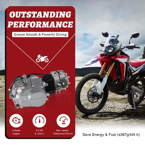 125cc 4 Stroke Engine Kit With Manual Clutch For Honda CRF50 XR50 CRF70 Z50R QR50 Dirt Pit Bike shown with motorcycle