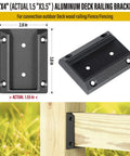 20 Pack ADC-12 Aluminum Deck Railing Brackets for connecting 1.5 by 3.5 inch wood deck posts to handrails, black powder coat.