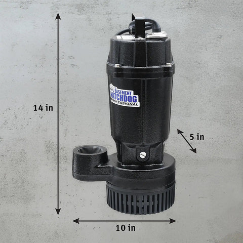 1/2 Hp Submersible Sump Pump With Dual Float Switch, cast iron/aluminum, dimensions 14x10x5 inches, PSC motor