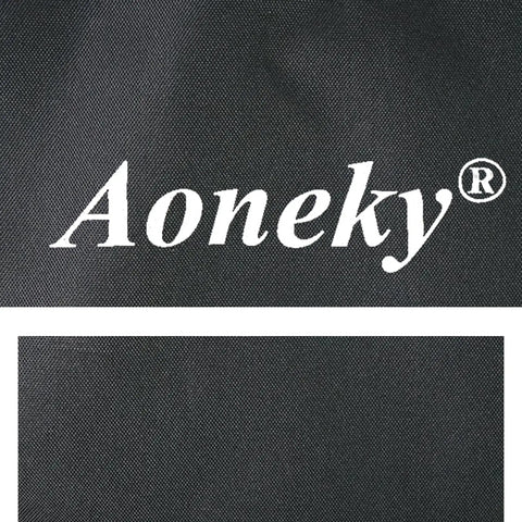 Close-up of Four By Six Foot Batting Cage Backstop Net With Strike Zone Target fabric detail showing "Aoneky" logo.