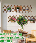Expandable Wood Wall Trellis for Climbing Plants Outdoor 2-Pack Adjustable Lattice Panels on porch wall with plants and seating
