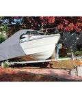 Boat covered with Heavy Duty Camping Tarp 8x10 Feet Weatherproof Shelter For Outdoors, Thick 4 Mil Tear Resistant Tarp