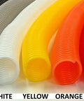 Heavy Duty Split Wire Loom Tubing Beast Mode Polyethylene Corrugated Flexible Conduit in various colors including black and clear.