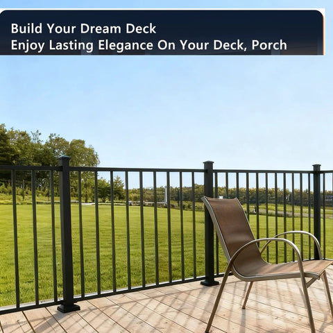 2x2x39 Inch Modular Aluminum Deck Post Weather Ready Built Tough With 6063 Aluminum And AAMA 2604 Textured Black Finish on deck