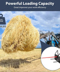 49 Inch Beefy Heavy Duty Hay Spear Bale Spike With 4500 Pounds Capacity And Tapered Tip lifting large hay bale on tractor