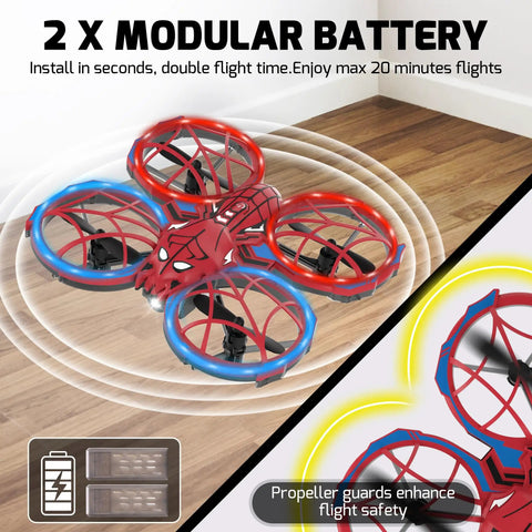 Kids Mini Drone With Altitude Hold And Headless Mode, Two Batteries, Full Propeller Guards, Three Lighting Effects.