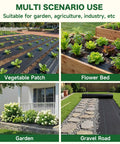 Heavy Duty Weed Barrier Landscape Fabric 4 Ft By 300 Ft 3.2 Oz Permeable Ground Cover installed in various garden scenarios
