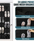 Heavy Duty Over The Door Shoe Organizer With 24 Spacious Pockets And Reinforced Seams For Closet Storage Holds Up To 40 Pounds with shoes