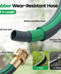 Close-up of rubber wear-resistant hose with 3/4 brass fittings and reinforced layers for the Garden Retractable Hose Reel With Slow Return System.