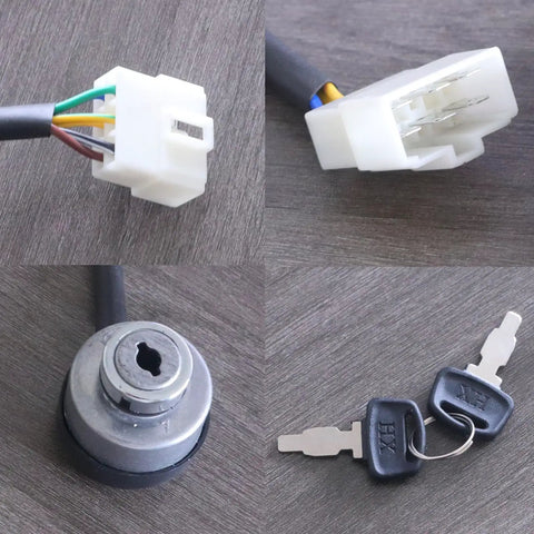 Six Wire Ignition Key Switch For 2.5 To 6.5KW 188F Gas Generators with two keys and wire harness