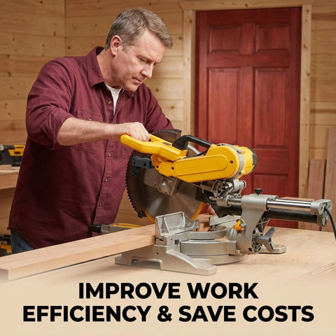 Man using Overhang Miter Saw Trigger Switch Replacement With Large Button For Heavy Duty Power Tools Durable On Off Switch