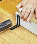 Installing Beefy Stainless Steel L Shape Shelf Brackets Set 10 Pack Heavy Duty Corner Braces for wood shelves using a hammer